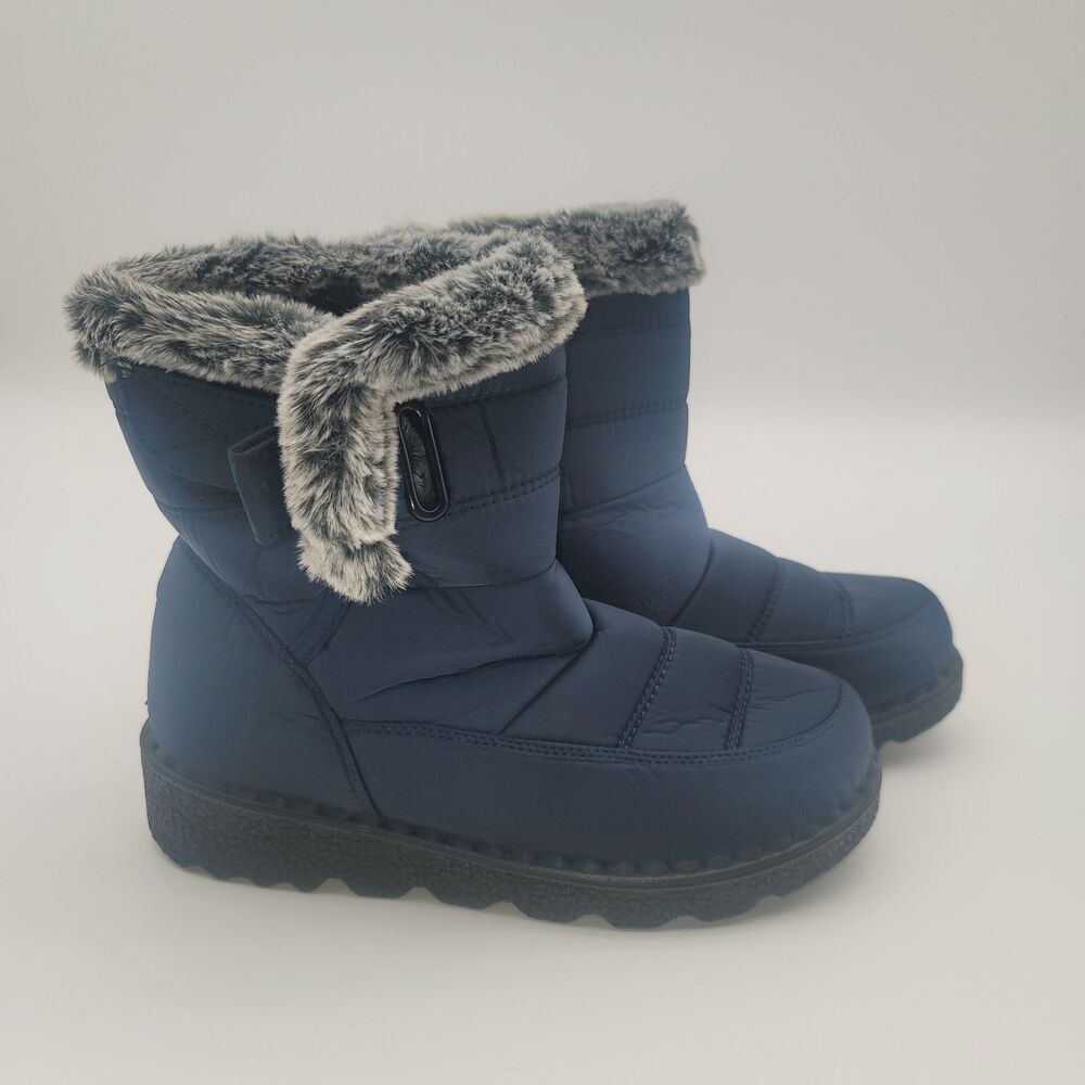 BERANMEY Women’s Waterproof Winter Boots Mid-Calf Fleece Lined Anti-Slip Sole 8